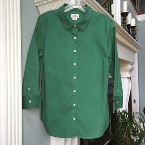 J. Crew Haberdashery green blouse with stretch! L.